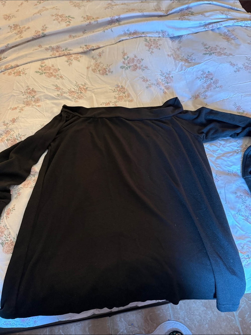 Black Off-the-Shoulder Long Sleeve Top